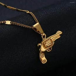 Hänge halsband mode söt guld färg revolver pistol pistol halsband hip hop kedja smycken