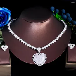 Collana Orecchini Set ThreeGraces Sparkling Cubic Zirconia Love Heart Pendant E Fashion Bridal Party Jewelry Per Le Donne TZ875