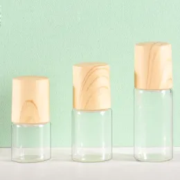 Amber Clear 1ml 2ml 3ml 5ml Roll On Bottle Viales de rodillo de vidrio con tapa de bambú de plástico 600 piezas / lote de calidad superior