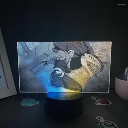 Nachtlichter 3D LED Zweifarbige Lampe Anime Bleach Figuren Abarai Renji Schlafzimmer Tischdekoration Buntes Geschenk für Freunde Manga Licht