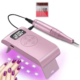 Set per manicure per unghie Trapano elettrico a batteria ricaricabile 35.000 RPM Lampada per asciugatrice gel UV Salon Expert Art Tools 230515