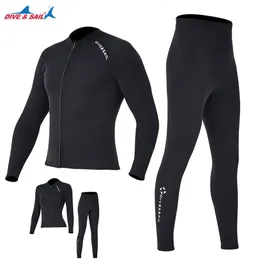 Wetsuits Drysuits Dive sail 2mm Premium diving suit for men women wetwuit pants Split body jacketpants Neoprene Swimwear black keep Warm Black 230515