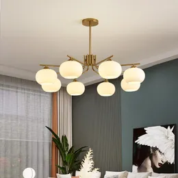 Lampadari Cachi nordici Soggiorno Studio semplice Sala da pranzo Camera da letto Decorazione a soffitto Luci Lampadario in vetro bianco latte