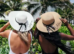 Wide Brim Hats Bucket Customized Floppy Beach Custom Bride to be Gift Personalized Bridal Party Bridesmaid 230515