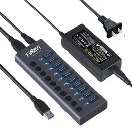 4 7 10 Port Expander USB3,0 Hub 10-portowa hub rozszerzania się z niezależnym przełączaniem wysokiej prądowej rozdzielacz kabli USB