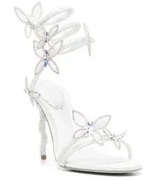 Rene Caovilla Stiletto Heels Sandals Cleo Margot Butterfly Detivly Tailing Luxurys Designers Dress Wrety Ladies Likers Rhinestone Synded Sandal 35 --- 42 XXOXXO