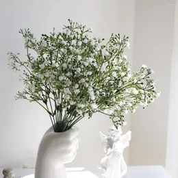 Decorative Flowers 2 Bunches Plastic Fake Simulation Babysbreath Bouquet Balcony Garden Decoration Artificial Plant Gypsophila White Flower