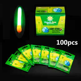 Akcesoria rybackie 100pcs pływak rybacki światło Lekki Fireflies Fluorescencyjny Lightstick Night Rod Light Light Dark Glow Stick Szybki narzędzie 230516