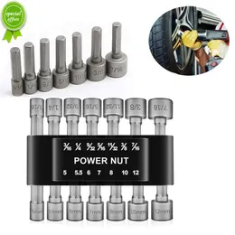 Ny 9/14st 5mm-13mm Hex Socket Skruvhylsa Möten Mutter 1/4in Hexagonal mutter Driver Drill Adapter Skruvmejsel Set bitar Set Tools