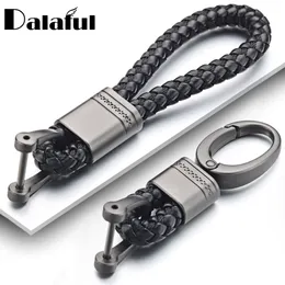 Leather Rope KeyChain For Car Hand Woven Horseshoe Buckle Key Rings Couple Auto Gift Detachable Metal Luxury Key Chains K395