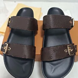 BOM DIA FLAT MULE Scivoli alla moda senza sforzo 2 cinturini con fibbie dorate regolate Pantofole estive da donna 01