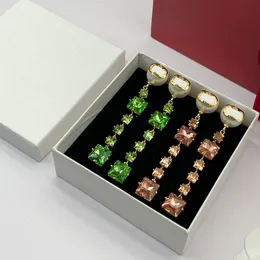 2023 패션 디자이너 여성 스터드 Long Pearl Diamond Crystal Earrings 여성 보석 925 실버 발렌타인 데이 선물