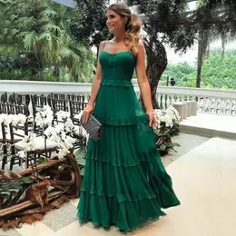 Sukienki imprezowe suknie balowe przyzwoite zielone wieczorne sukienki pasy vestidos de fiesta crumple szyfon szafka