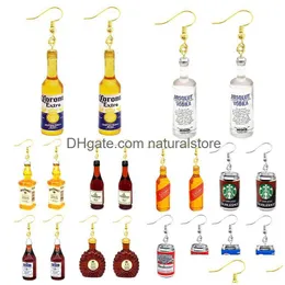 Charm Earring For Women Resin Drop Custom Made Handmade Cute Girls Gift Eardrop Coffee Drink Funny Liquor Spirits Bottle Cans Delive Otypf