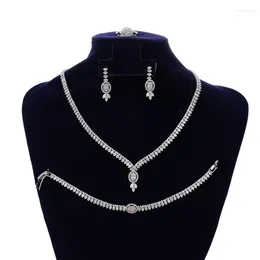 Halsband örhängen set smycken hadiyana form design kvinnors bröllop armband ring zirkonia bn8439 collan donna