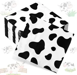 100 Pieces Cow Print Napkins 2 Layers Cow Print Party Supplies Farm Animal Party Napkins for Animal Themed