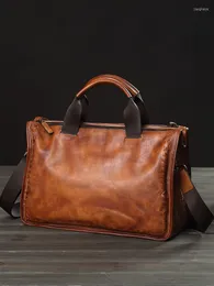 Evening Bags Handwork Messenger Bag Men's Genuine Leather Handbags Shoulder Male Briefcases Laptop Crossbody For Men Travel