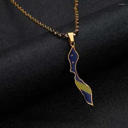 Hänge halsband rostfritt stål trendig curacao karta flagga för kvinnliga flickor kartor smycken