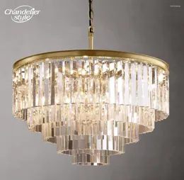 Chandeliers 1920's Odeon Round Modern Retro LED Clear Smoke Crystal Tiers Lamps Lustre Farmhouse Bedroom Living Room Lights Deco