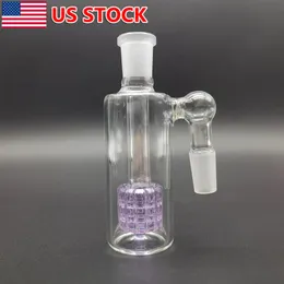 Colector de cenizas de 14 mm Agua de vidrio de 90 grados Bong Burbujeador de vidrio Pyrex de 90 ° de espesor Púrpura
