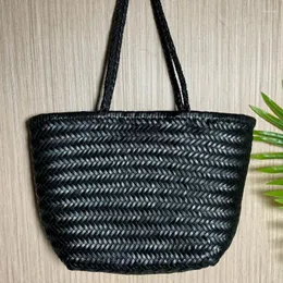 Abendtaschen Designer Woven Totes Tasche Frauen Echtes Leder Rindsleder Stricken Warenkorb Handtasche Weibliche Eimer Großhandel 2023