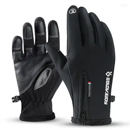 Guanti da ciclismo unisex inverno caldo touch screen a dito pieno guida all'aperto antivento termico moto sci campeggio