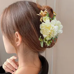 ヘアクリップバレットハイメカング大サイズフラワーヘアクリップクローシックヘアバレットのための髪のカニヘアピン女性サマーファッションヘアアクセサリー230517