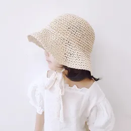 Fashion Lace Baby Hat Summer Straw Bow Baby Girl Caps Beach Children Panama Hat Princess Baby Hats and Caps for Kids