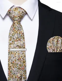 Bow Ties luksusowy zielony zielony pomarańczowy biały kwiatowy krawat męski bawełniany krawat nadrukowany krawat dla mężczyzny przyjęcie weselne corbatas para hombre świąteczny prezent