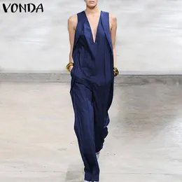 Женские комбинезоны Dompers Vonda Women 2023 Summer Sexy Sexy Rooveless Long Play -Suits Слушанные брюки.