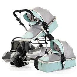 3 in 1 newborn baby stroller fold prams many colour four wheels reclining metal frames hand push simple popularity summer khaki universal cart rotated ba02 F23