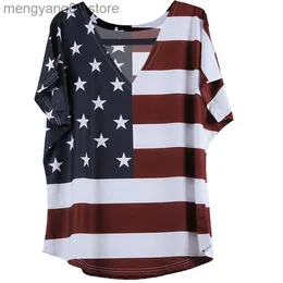 Kvinnors t-shirt självständighetsdag kort ärm t-shirt amerikansk flagga lös casual short hylsa topp kvinnor T230517