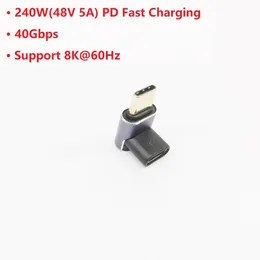 Vertikal biegender, um 90 Grad abgewinkelter USB4.0-40-Gbit/s-Typ-C-zu-USB-C-PD3.1-Adapteranschluss, 240 W, 8K60 Hz, Schnellladekonverter / 5 Stück