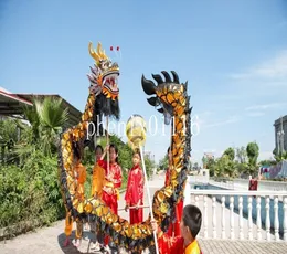 danza del dragón negro dorado tamaño 6 55m niño folk actuación mascota tienda de disfraces decoración Artes deportes festival al aire libre vacaciones5002149