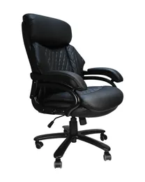 Kontorsskrivstol med högkvalitativt PU-läder, justerbar höjd/lutning, 360-graders svängbar, 400 kg, svart