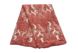 Haftowany sznur Nigerian Lace Fabric 2022 Wysokiej jakości koronkowe brązowe białe koronki ślubne 5 metrów Guipure francuskie tkaniny afrykańskie 7008445