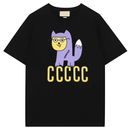 Mens Tshirts Tasarımcı Tişört Kısa Kol Yuvarlak Boyun Pamuk Gevşek Rahat Kadın Gömlek Renkli Mektup Baskı Karikatür Hayvan Gömlek Çift Çok Yönlü L Üst