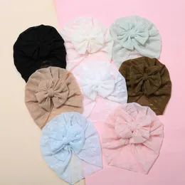 Knuttade hattar för babyflicka beanie mössor småbarn blomma pannband spädbarn turban nyfödd huvudklänning vårhatt lock