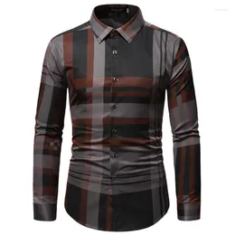Men's Casual Shirts Chemise Homme Luxe Haute Qualite Slim Fit Long Sleeved Male Fashion Button Down Cotton Striped Shirt Men