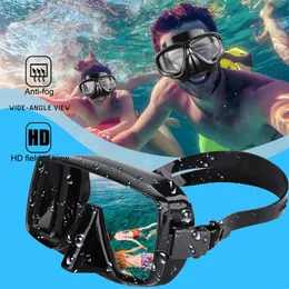 Panoramic View Diving Mask, Tempered Glass Lens Snorkeling Dive Mask, Premium Swim Goggles With Nose Cover For Snorkeling, Freediving, Swim