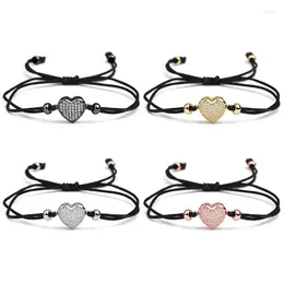 Charmarmband xinyao handgjorda cz crystal kärlek hjärtarmband armband kvinnlig justerbar svart rep sträng för kvinnor