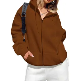 Women's Hoodies Sweatshirts Casaco manga longa com capuz casaco outono roupas de inverno 2022 plain color straps estilo moletom solto outerwear P230517