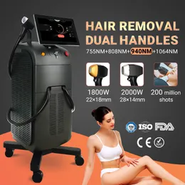 2023 Alexandrite Diodo Laser 1600w Dual Handle 808Nm Depilation Diode Laser Hair Removal Machine 808 755 1064 Price