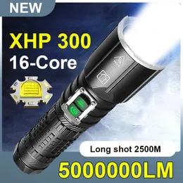 Flashlights Torches Super XHP300 Most Powerful LED Flashlight USB Rechargeable Torch XHP100 Tactical High Power Led Flashlight 18650 Hand Lamp Light P230517