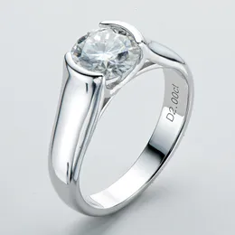 Med sidor Stones Iogou 2CT Diamond Solitiare förlovningsringar för kvinnor 100% 925 Sterling Silver Bridal Weddal Band Bezel Sätt 230516