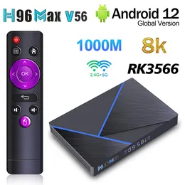 H96 Max V56 Smart TV Box Android 12 RK3566 Cortex-A55 Dual Wi-Fi 2.4G/5GHz 1000m 8 GB 64GB TVbox Media odtwarza