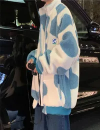 Milk Cow Pattern Fleece Jacket for Men 2020 Winter Fashion Trend Warm Clothes Teenager Loose Fit Padded Coat Harajuku Streetwear9319055