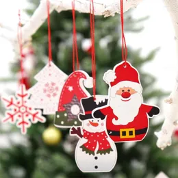 Christmas Decorations 12pcs/lot Tree Decoration Wooden Snow Snowman Decorative Pendant Holiday Party Navidad Home Decor