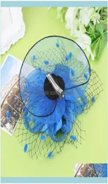 Aessories Tools ProductSwomens Kids Girl Mesh Veil Hat Hair Clip Elegant Ribbon Big Flower Solid Color Fackinator Small Plush WA3905876