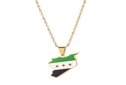 Stainless Steel Trendy Syria Map Flag Pendant Necklaces Syrians Maps Women Necklace3410273